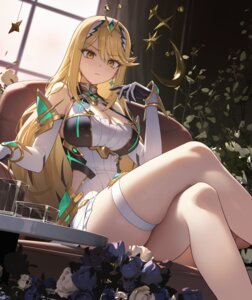 cleavage dress garter hikari_(xenoblade_2) skirt_lift xenoblade_(series) xenoblade_2 xzu