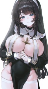 bbeedol breast_hold no_bra nopan nun sketch thighhighs