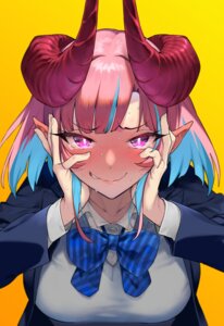 horns kanan-sama_wa_akumade_choroi nonco pointy_ears seifuku sweater takakiyo_kanan wet