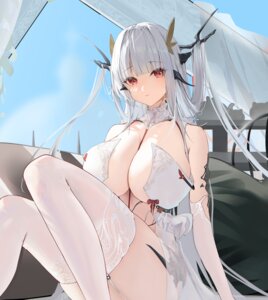 final_fantasy final_fantasy_xiv galodos horns no_bra see_through stockings thighhighs warrior_of_light_(ff14)