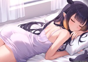 animal_ears ardenlolo ass hololive hololive_english loli ninomae_ina'nis nopan pajama pointy_ears see_through skirt_lift
