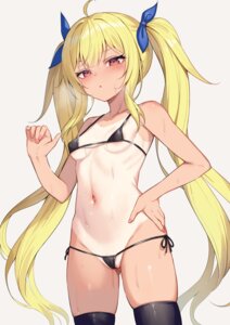 alexmaster areola bikini cameltoe erect_nipples loli swimsuits tan_lines thighhighs thong wet