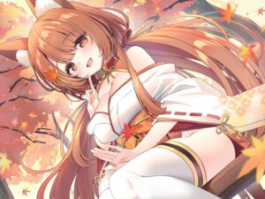 Rating: Questionable Score: 44 Tags: animal_ears japanese_clothes kitsune natsuki_marina no_bra nopan tail thighhighs User: Arsy