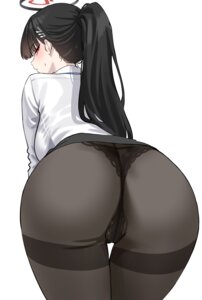 ass blue_archive cameltoe dress_shirt halo lingerie pantsu pantyhose see_through shigure skirt_lift thong tsukatsuki_rio