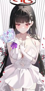Rating: Questionable Score: 8 Tags: blue_archive dress halo sikimosh stockings thighhighs tsukatsuki_rio wedding_dress User: BattlequeenYume