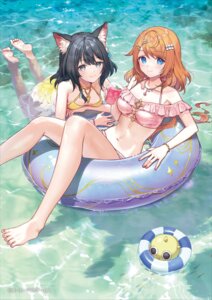 animal_ears atelier atelier_resleriana bikini izana_kokoschka koei_tecmo nekomimi resna_sternenlicht see_through swimsuits umiu_geso wet wet_clothes