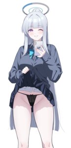 Rating: Questionable Score: 30 Tags: blue_archive halo lingerie pantsu reia_76 seifuku selfie skirt_lift sweater thong ushio_noa User: Arsy