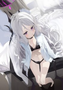 Rating: Questionable Score: 30 Tags: blue_archive bra devil dress_shirt halo horns inu_lin lingerie loli open_shirt pantsu sorasaki_hina wings User: BattlequeenYume
