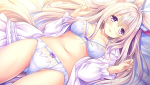 Rating: Questionable Score: 32 Tags: animal_ears arcana_alchemia bra fine_(arcana_alchemia) kitsune lingerie lump_of_sugar moekibara_fumitake open_shirt pajama pantsu tail User: k25c2yf