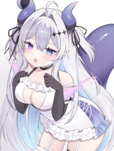 Rating: Questionable Score: 22 Tags: dress heterochromia horns ikanikannika indie_virtual_youtuber no_bra pointy_ears stockings tail thighhighs vaipyre User: Anonymous