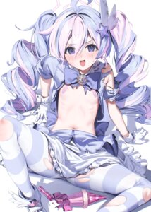 bandaid blue_archive breasts halo loli no_bra pantyhose paseri pasties skirt_lift torn_clothes uniform uzawa_reisa