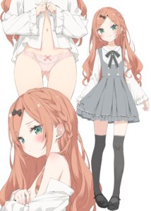 Rating: Questionable Score: 97 Tags: artist_revision breast_hold breasts cameltoe dress_shirt kani_biimu loli minazuki_sarami nipple_slip no_bra open_shirt pantsu skirt_lift thighhighs undressing User: himeno_nanako