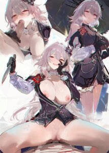 blood breasts censored fellatio handjob honkai:_star_rail march_7th misako nipples no_bra nopan open_shirt penis pussy sex skirt_lift umbrella weapon wet