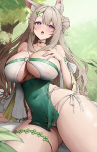 animal_ears brown_dust brown_dust_ii bsmage cameltoe garter no_bra pantsu skirt_lift string_panties thong