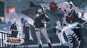 anis_bennett cleavage eyepatch fee_drese garter heels julia_barnes liu_cuilan mecha muv-luv muv-luv_girls_garden open_shirt seifuku shiun_saya skirt_lift tagme thighhighs
