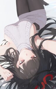 blue_archive dress halo no_bra pantyhose pige_pig sweater tsukatsuki_rio