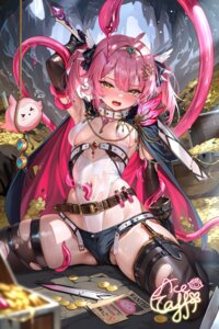 garter indie_virtual_youtuber leotard meion no_bra see_through sword tentacles thighhighs torn_clothes weapon wet wet_clothes