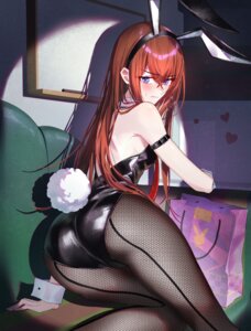 animal_ears ass bunny_ears bunny_girl fishnets makise_kurisu no_bra pantyhose shirase_rin steins;gate tail