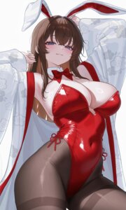 animal_ears bunny_ears bunny_girl japanese_clothes mumu_muw no_bra pantyhose takamiya_keika