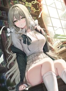 blue_archive bra halo open_shirt sakurai_miyo see_through seifuku tomoo
