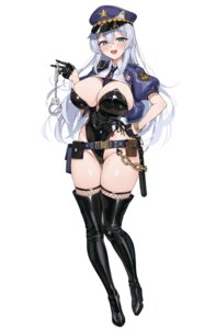 Rating: Questionable Score: 26 Tags: cameltoe fishnets heels leotard no_bra police_uniform sg_(satoumogumogu) sion_alfine thighhighs weapon User: Anonymous