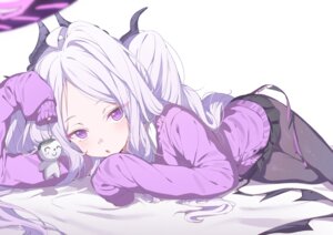 blue_archive devil halo horns pantyhose sorasaki_hina sweater wings youguo_naberu