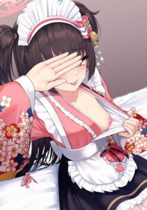 blue_archive breasts halo kawawa_shizuko loli maid nipples no_bra open_shirt toshise. undressing wa_maid