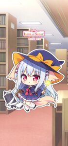 Rating: Safe Score: 5 Tags: animal_ears chibi halloween inumimi lump_of_sugar moekibara_fumitake neko nursery_rhyme shikishima_krile tail weapon witch User: k25c2yf