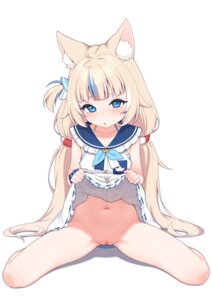 animal_ears indie_virtual_youtuber loli loodlcsy nekomimi nopan pussy sameko_saba seifuku skirt_lift uncensored