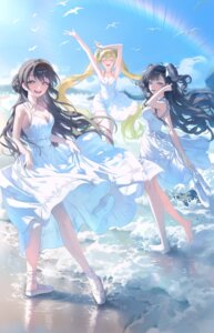 asha_(bangsom) bangsom dress maya_(bangsom) no_bra nora_(bangsom) skirt_lift summer_dress wet