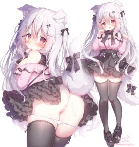 animal_ears anus breasts cum fishnets lactation loli momozu_komamochi nipples no_bra pantsu panty_pull pussy see_through skirt_lift tail thighhighs uncensored