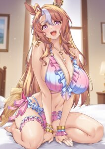 Rating: Questionable Score: 43 Tags: animal_ears bikini fusaichi_pandora_(umamusume) garter see_through shirokuma_a swimsuits tail uma_musume_pretty_derby wet User: Arsy