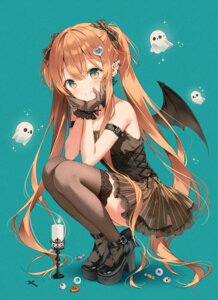 devil dress halloween heels no_bra pointy_ears skirt_lift thighhighs weri wings