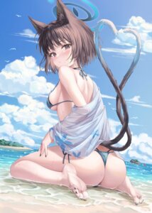 Rating: Questionable Score: 62 Tags: animal_ears bikini blue_archive halo japanese_clothes kiryuu_kikyou nekomimi open_shirt see_through shiduki_ruri swimsuits tail thong wet wet_clothes User: Anonymous