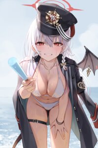 bikini blue_archive cameltoe devil garter greenkohgen halo kurodate_haruna swimsuits tail uniform wet wings