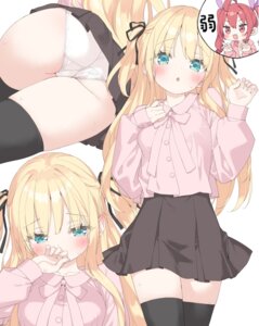ass chibi hazuki_watora kani_biimu loli pantsu shimotsuki_potofu skirt_lift thighhighs wet