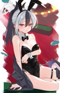 animal_ears blue_archive bunny_ears bunny_girl devil garter halo horns no_bra onikata_kayoko tagme wings