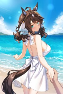 animal_ears daring_tact_(umamusume) dress merufena no_bra see_through summer_dress tail uma_musume_pretty_derby