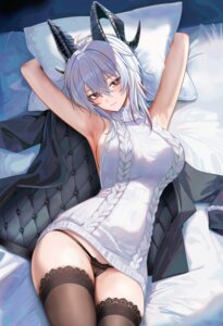 cameltoe dress horns no_bra pantsu ru_zhai see_through skirt_lift sweater thighhighs thong wuthering_waves zani