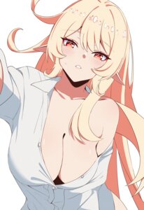 alice_(genshin_impact) genshin_impact no_bra open_shirt pointy_ears sylux