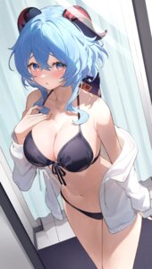 akae_neo bikini ganyu genshin_impact horns open_shirt swimsuits
