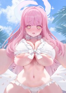 angel areola bikini blue_archive misono_mika see_through swimsuits wet wet_clothes wings xiujia_yihuizi