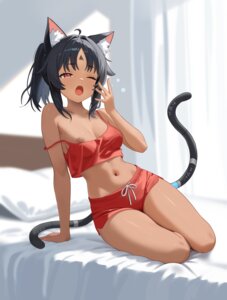 animal_ears ir_who nekomimi nekomiya_mana nipples no_bra tail tattoo zenless_zone_zero