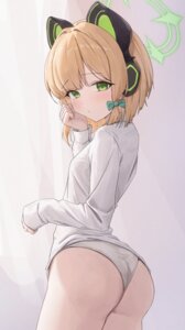 animal_ears ass blue_archive halo headphones loli nekomimi pantsu saiba_midori springrain_06 thong
