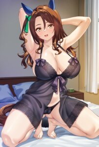 animal_ears areola cameltoe king_halo_(umamusume) lingerie merufena pantsu see_through tail thong uma_musume_pretty_derby