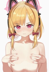 Rating: Questionable Score: 48 Tags: animal_ears areola blue_archive breast_hold halo headphones kotori_(ba) loli nekomimi saiba_momoi topless User: KenB