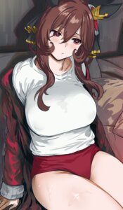 animal_ears buruma gentildonna_(umamusume) gym_uniform hews sketch uma_musume_pretty_derby wet