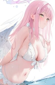 angel bikini blue_archive kawauchi misono_mika swimsuits wet wings