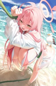 Rating: Questionable Score: 72 Tags: bikini_top blue_archive bondage bottomless dress_shirt halo nahaki open_shirt see_through swimsuits urawa_hanako wet wet_clothes User: KenB