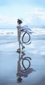 4meart0112 animal_ears bikini blue_archive halo heels japanese_clothes kiryuu_kikyou landscape nekomimi swimsuits tail